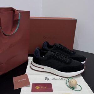 LORO PIANA SNEAKER SUEDE BLACK/WHITE