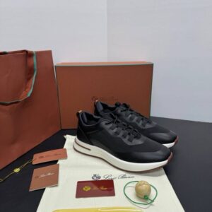 LORO PIANA SNEAKER LEATHER BLACK