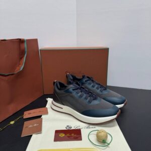 LORO PIANA SNEAKER LEATHER NAVY BLUE